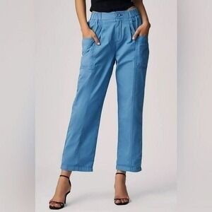 Pilcro Anthropologie Petites Blue Crop Cargo Pants Elastic Waist 27P